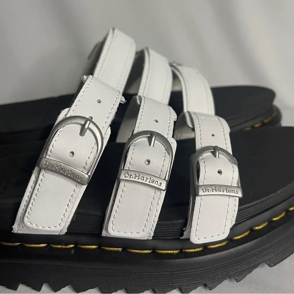 Dr Martens Blaire Slide Womens White 3 Strap Buckle Platform Sandals - Picture 4 of 5